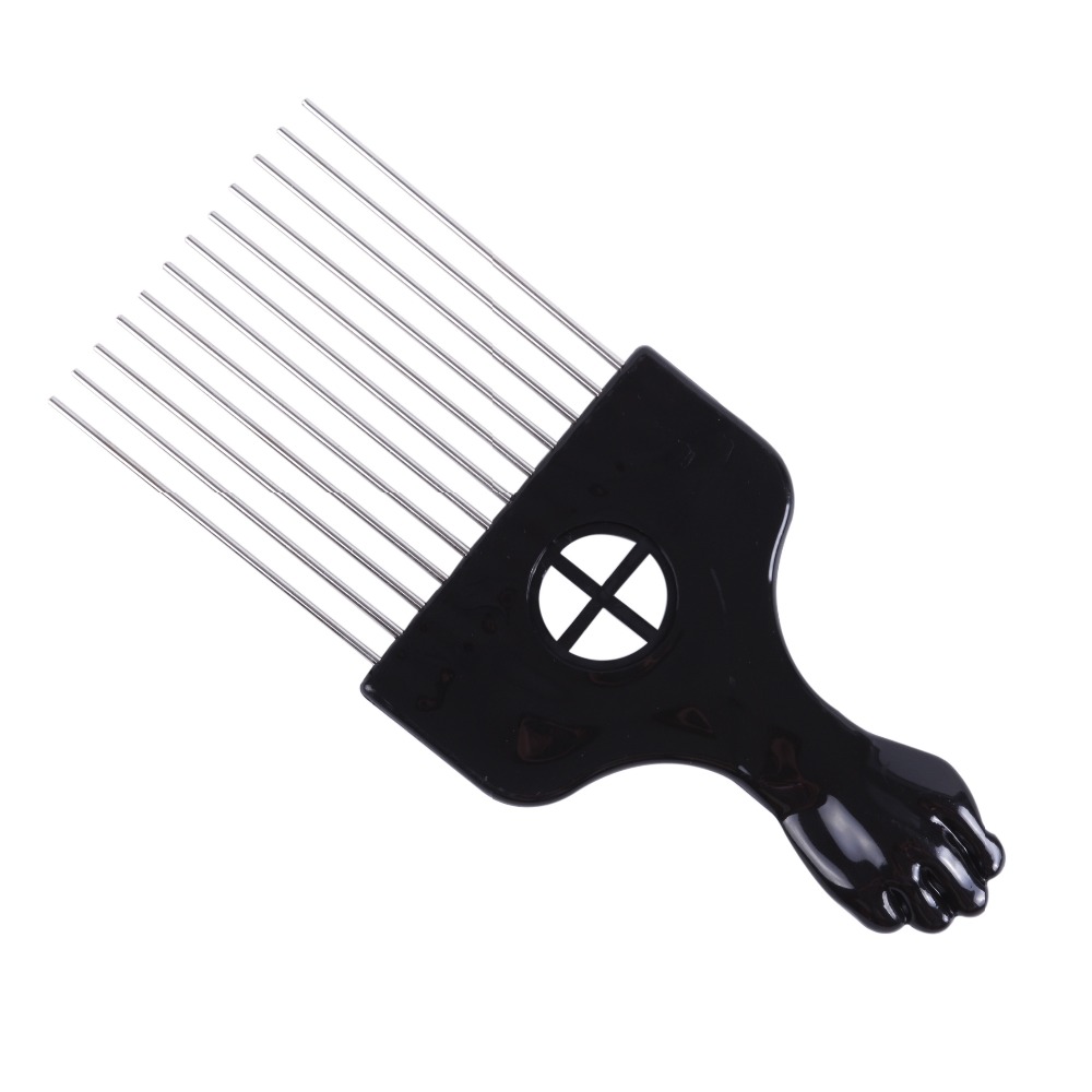 Afro Pick Comb - 1 pz salone uso metallo nero