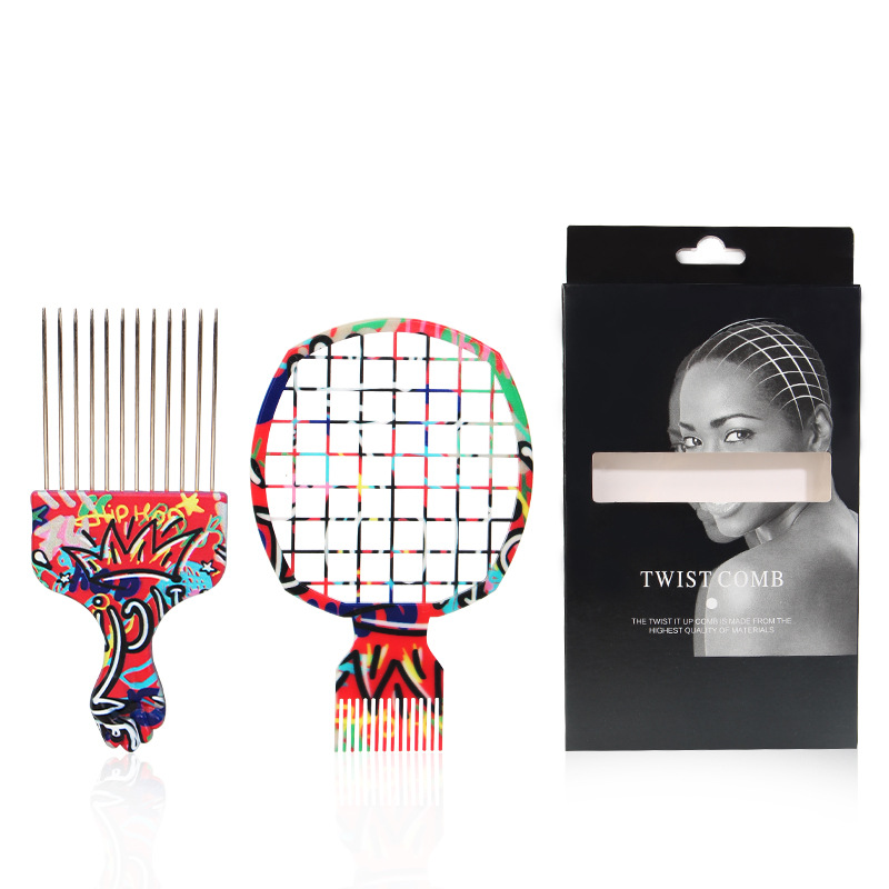 Afro Pick Comb - Set di 2 pettini professionali per